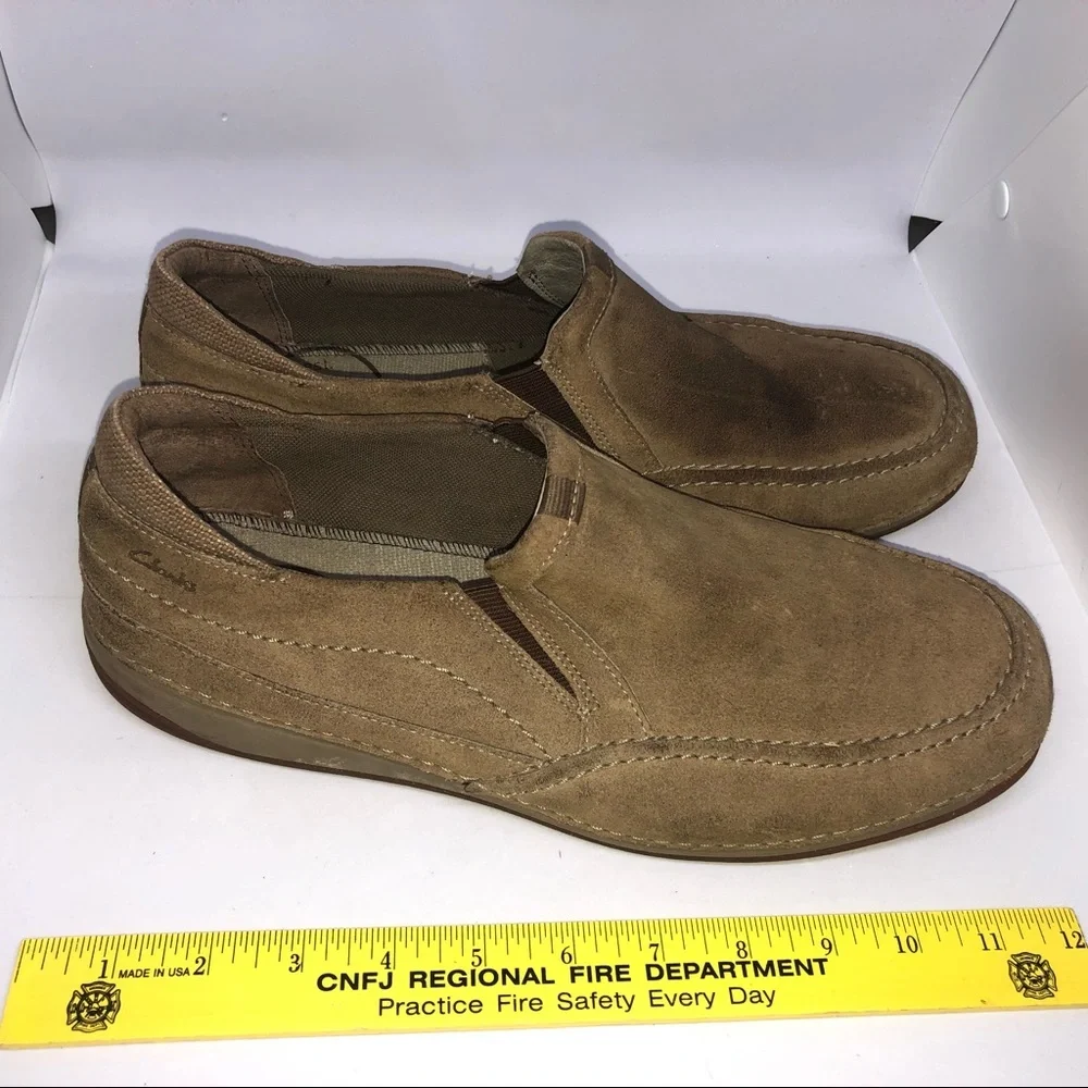 Clarks Tan Leather Loafer Shoes Men's‎ 11.5M Casual Neutral Comfortable